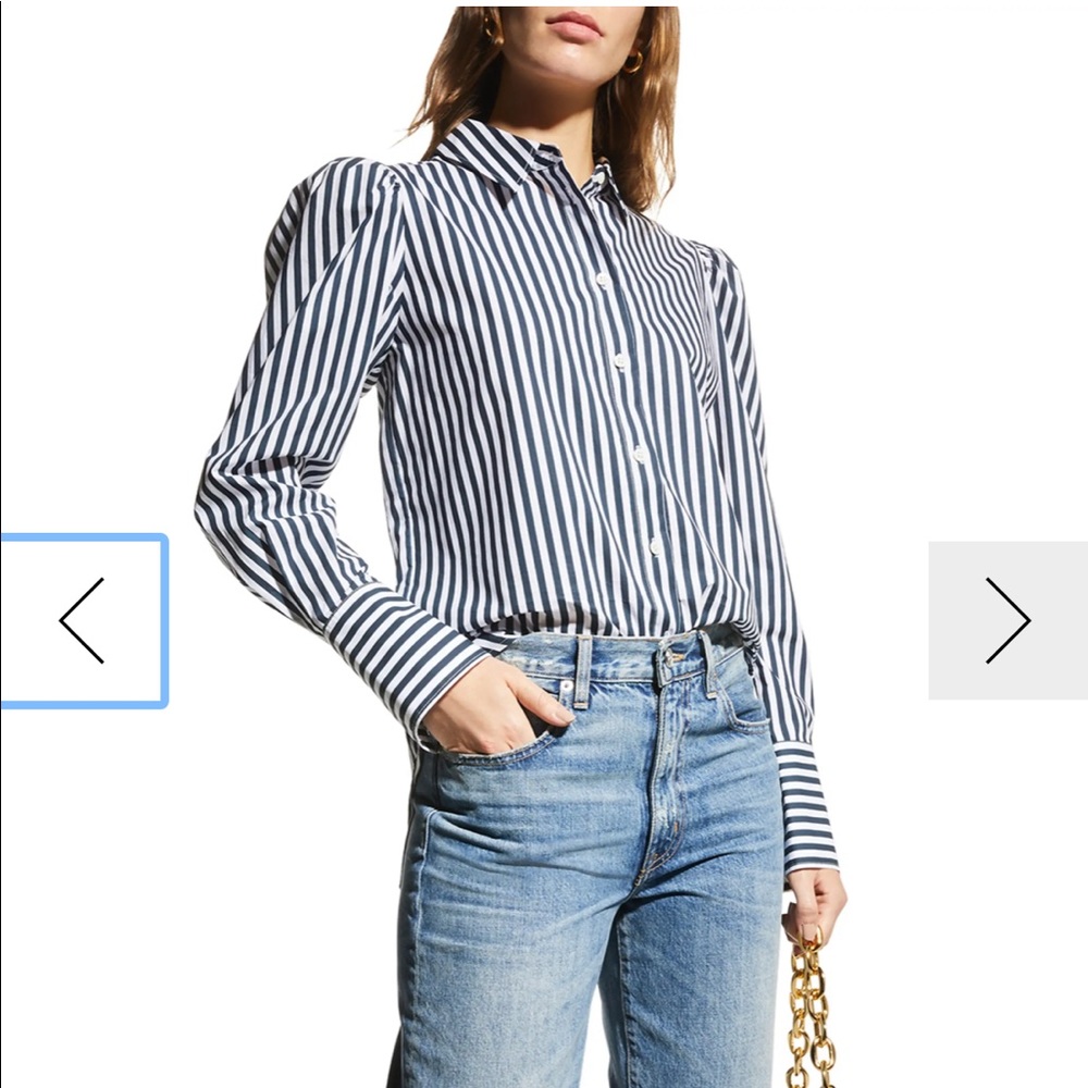 Citizens of Humanity VOLUMINOUS PUFF SLEEVE ORGANIC COTTON STRIPE SHIRT